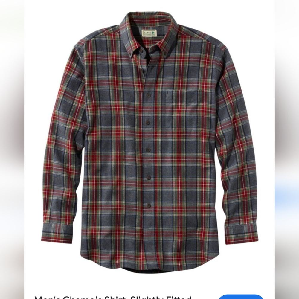 Men's Classic Plaid Shirt - Gray and Red L.L Bean